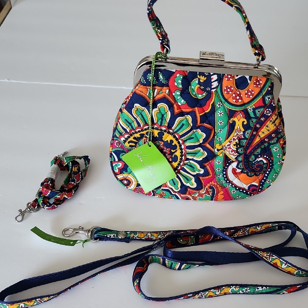 Women's Bag and 60" Matching Dog Leash. Vera Bradley's Venetian Plaid.